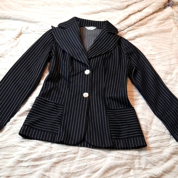 Jackets & Blazers - Black pinstripe Jacket vintage Sears Fashion